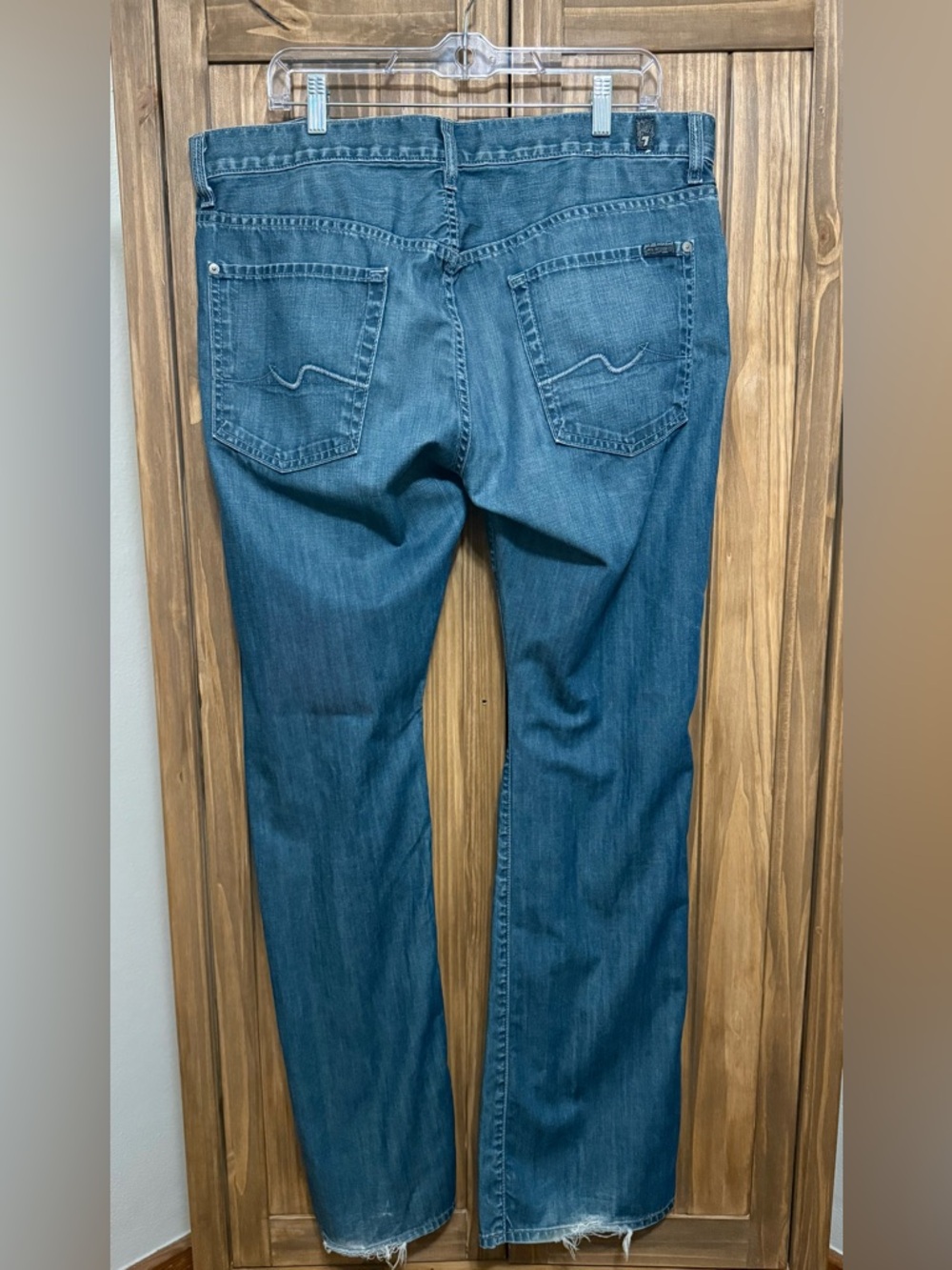 7 For All Mankind Brett Jeans Men’s 36 Bootcut Stretch Denim Light Wash Premium - Picture 4 of 6